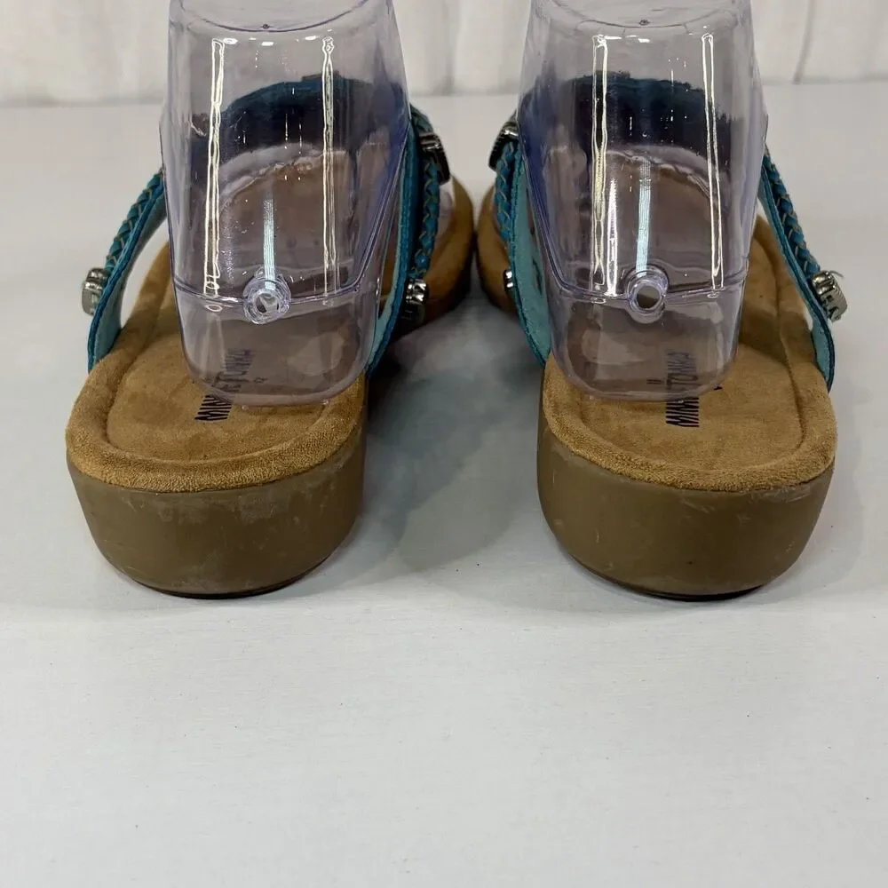 Minnetonka Silverthorne 360 Womens Turquoise Flip-Flops Sandals Beads Shoes 9
